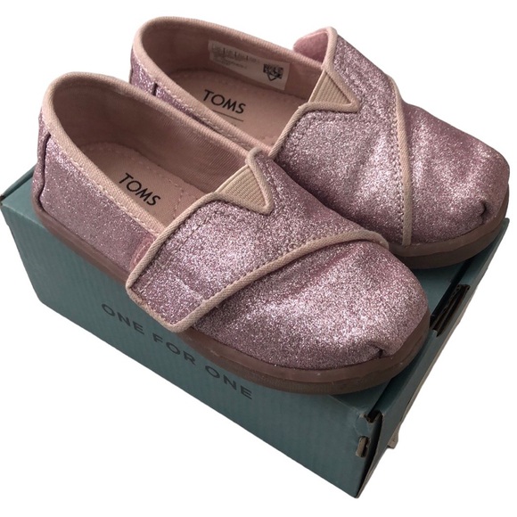 Toms Classic Ballet Pink Glitter - Picture 1 of 7